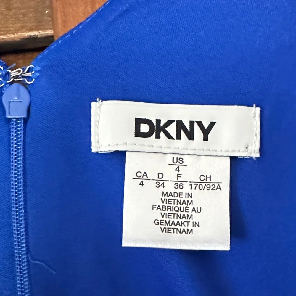 Chic Asymmetrical DKNY Blue Dress Size 4 - Picture 2 of 5